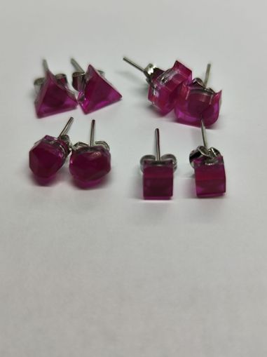 Mini pink stud earrings set